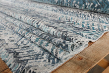 Load image into Gallery viewer, Ocean Blue and Grey Plush Upholstery Fabric