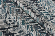 Load image into Gallery viewer, Ocean Blue and Grey Plush Upholstery Fabric