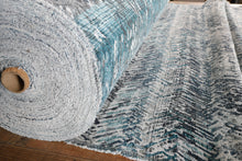 Load image into Gallery viewer, Ocean Blue and Grey Plush Upholstery Fabric