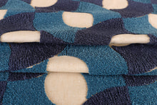 Load image into Gallery viewer, Like it Loud Navy Blue Patterned Plush Upholstery Fabric