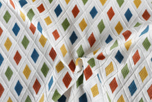 Load image into Gallery viewer, Embroidered Colorful Diamond Patterned Upholstery Fabric