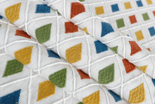 Load image into Gallery viewer, Embroidered Colorful Diamond Patterned Upholstery Fabric