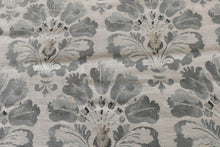 Load image into Gallery viewer, Meadow Lane Smoke Blue Floral Patterned Upholstery Fabric