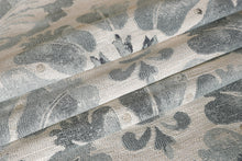 Load image into Gallery viewer, Meadow Lane Smoke Blue Floral Patterned Upholstery Fabric