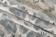 Load image into Gallery viewer, Meadow Lane Smoke Blue Floral Patterned Upholstery Fabric