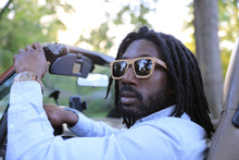 Load image into Gallery viewer, wood sunglasses, zebrawood, bewell sunglasses, engraved sunglasess