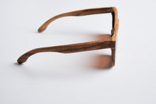Load image into Gallery viewer, wood sunglasses, zebrawood, bewell sunglasses, engraved sunglasess